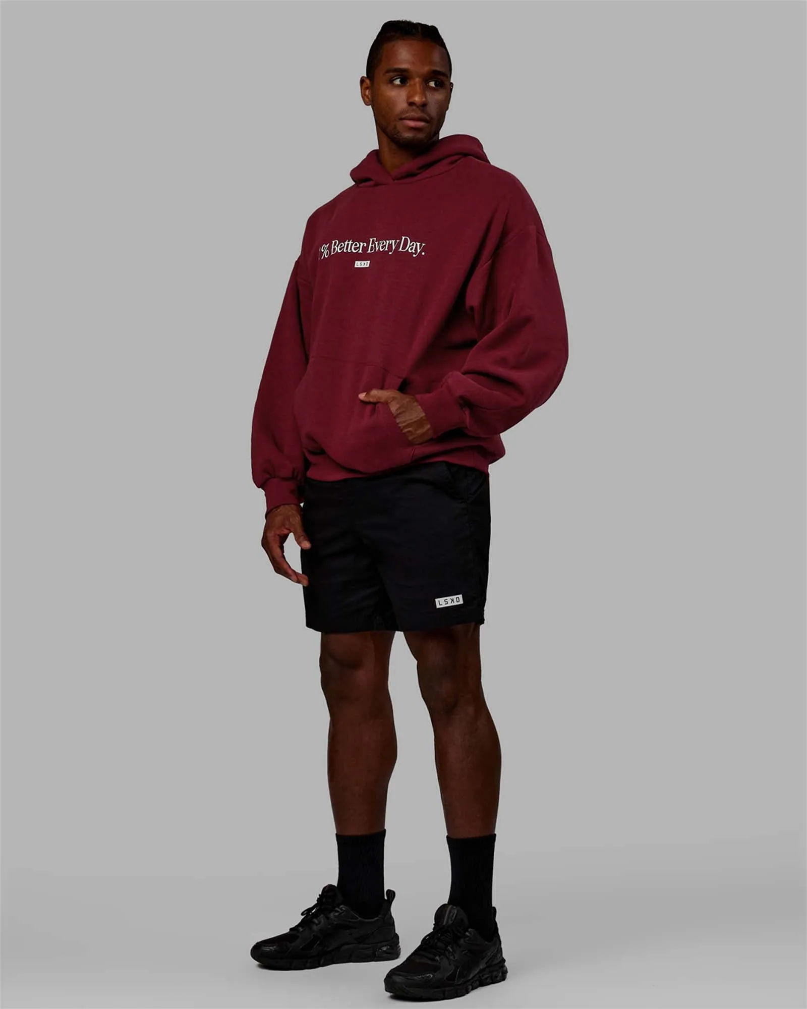 1% Better Hoodie Oversize - Cranberry-White sold by LSKD product image thumbnail 3
