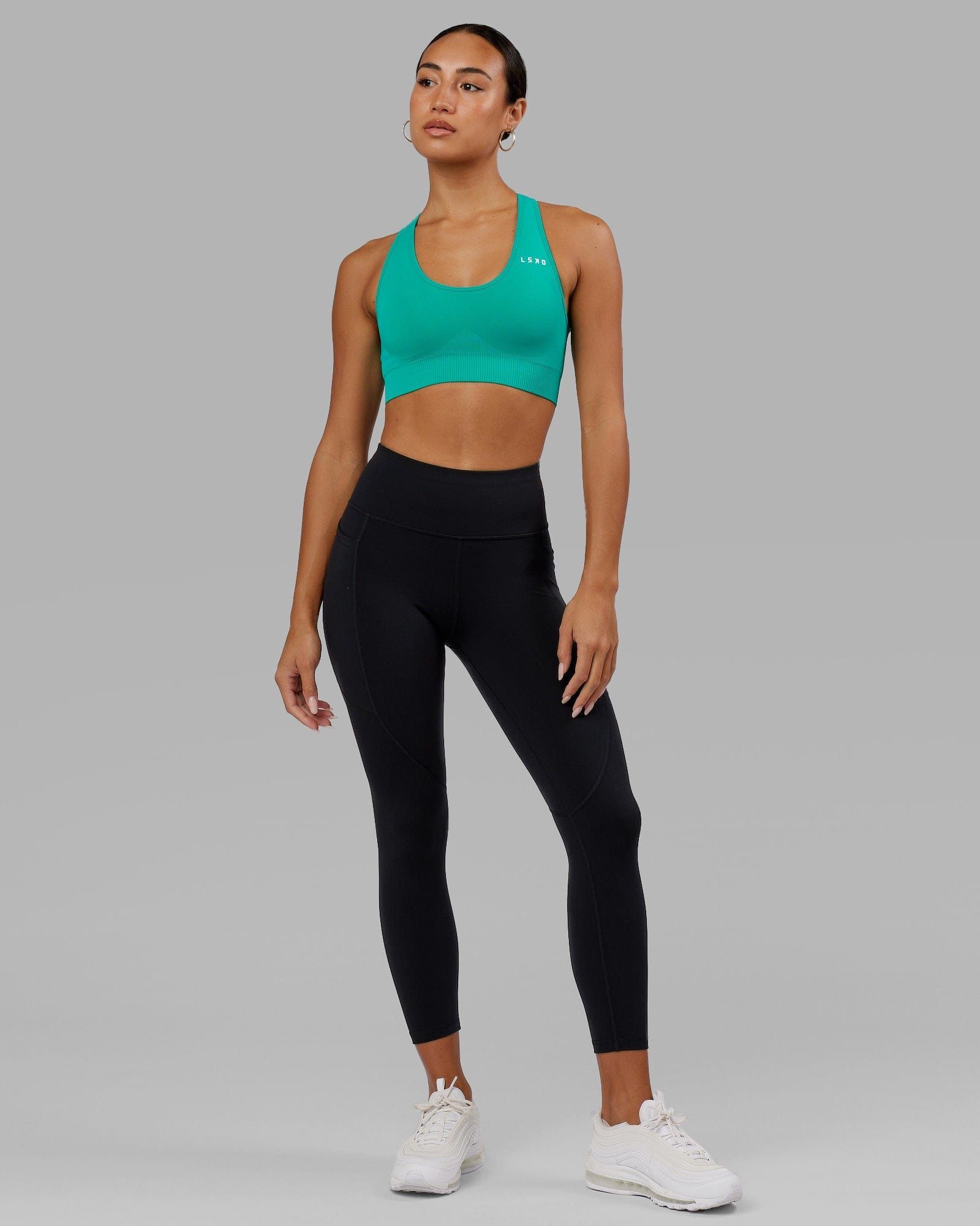 Rep 7/8 Length Tights - Black-Hyper Teal sold by LSKD product image thumbnail 3