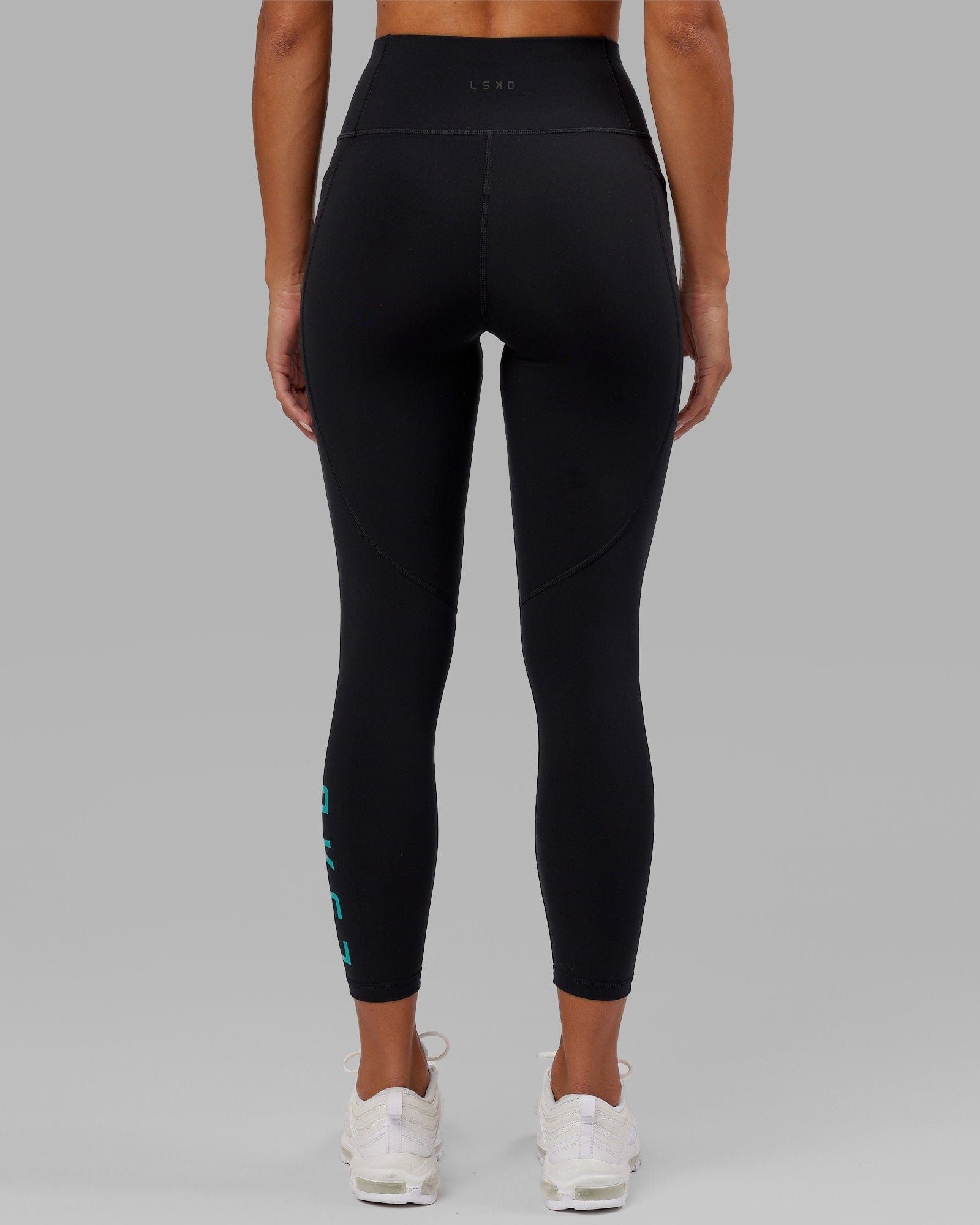 Rep 7/8 Length Tights - Black-Hyper Teal sold by LSKD product image thumbnail 4