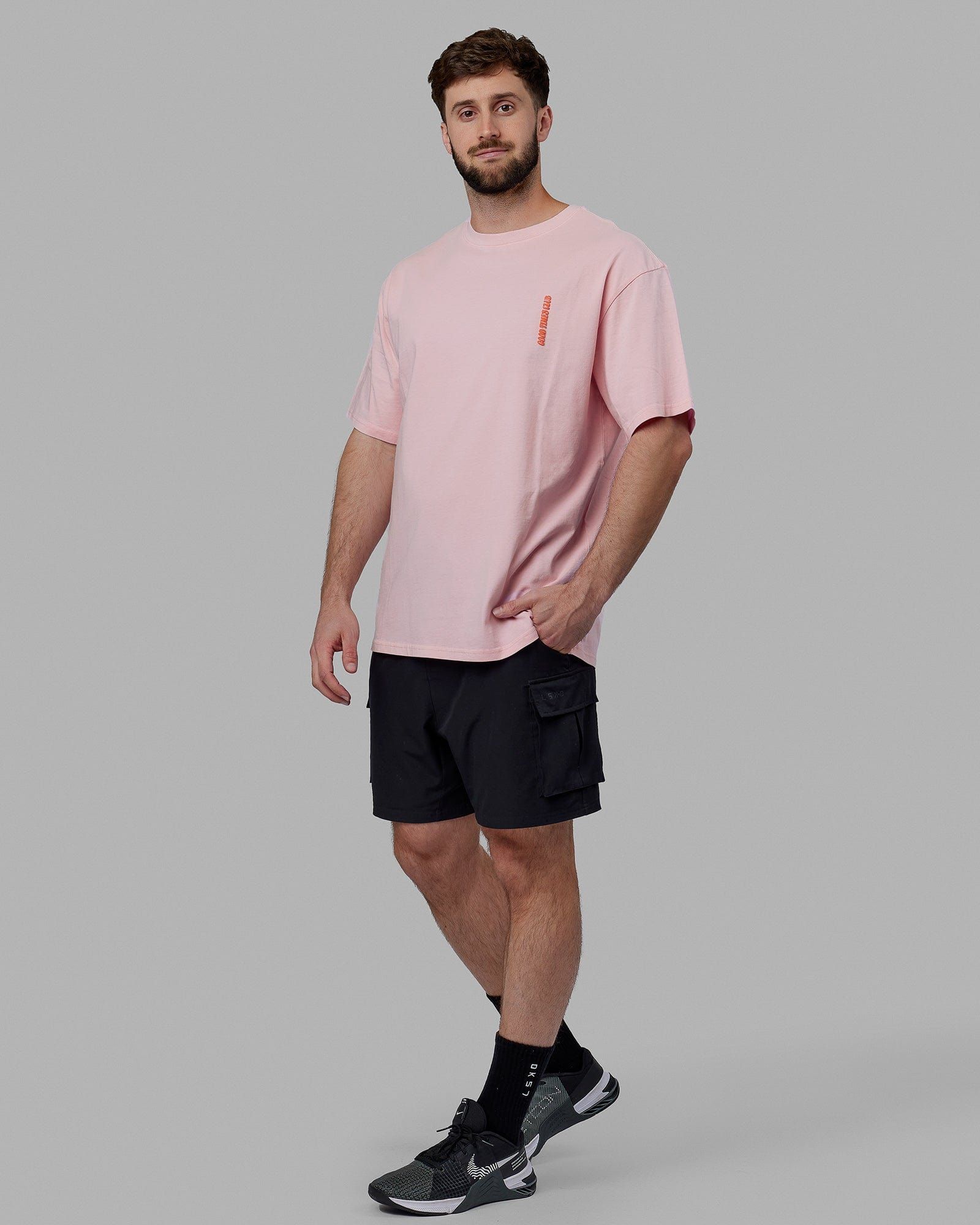 Unisex Good Times Global Heavyweight Tee Oversize - Marshmallow-Pink-Orange sold by LSKD product image thumbnail 5
