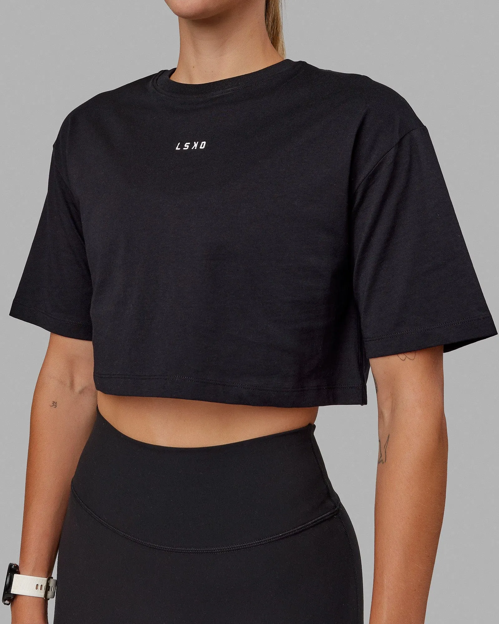 Hustle Cropped Tee - Black sold by LSKD product image thumbnail 5