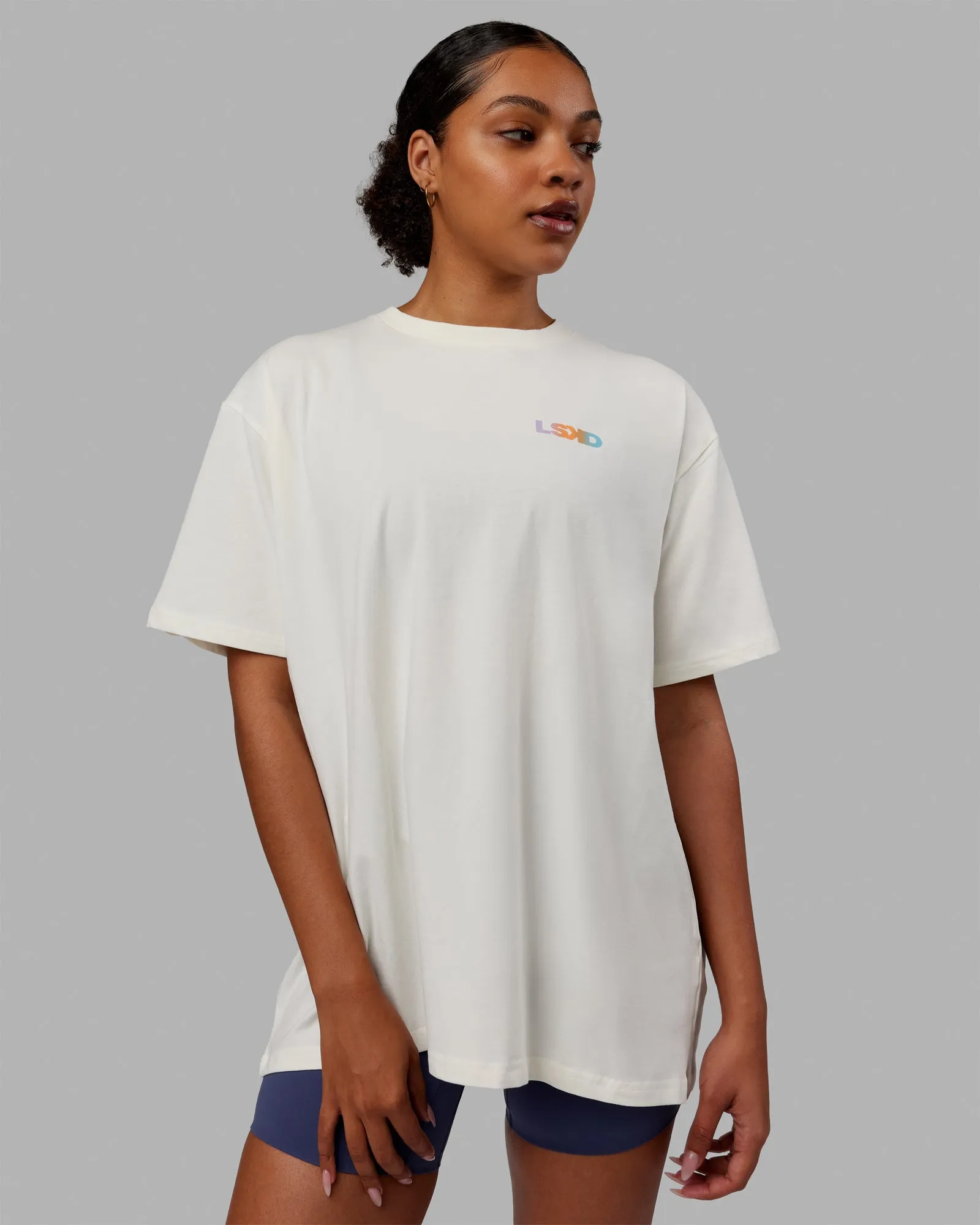 E.T.J FLXCotton Oversized Tee - Off White-Tangerine sold by LSKD product image thumbnail 3