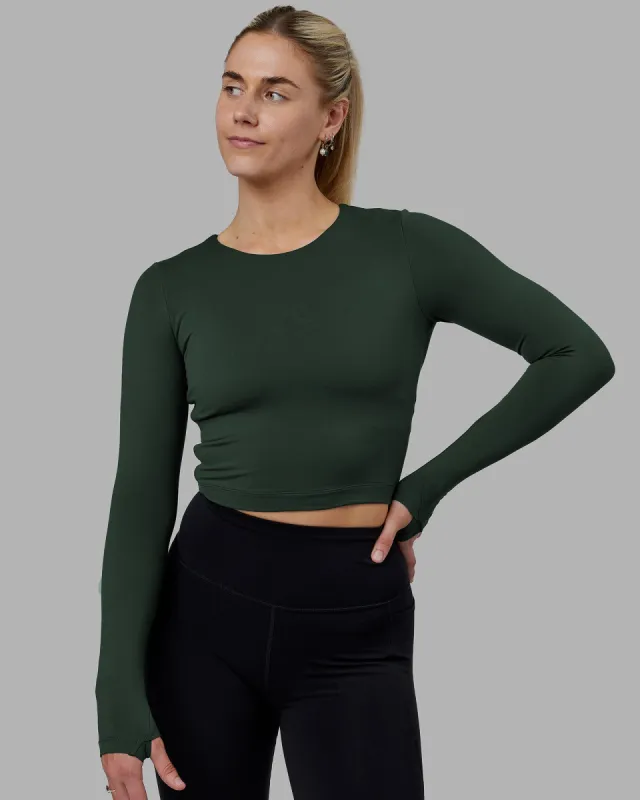 Staple LS Cropped Tee - Vital Green sold by LSKD