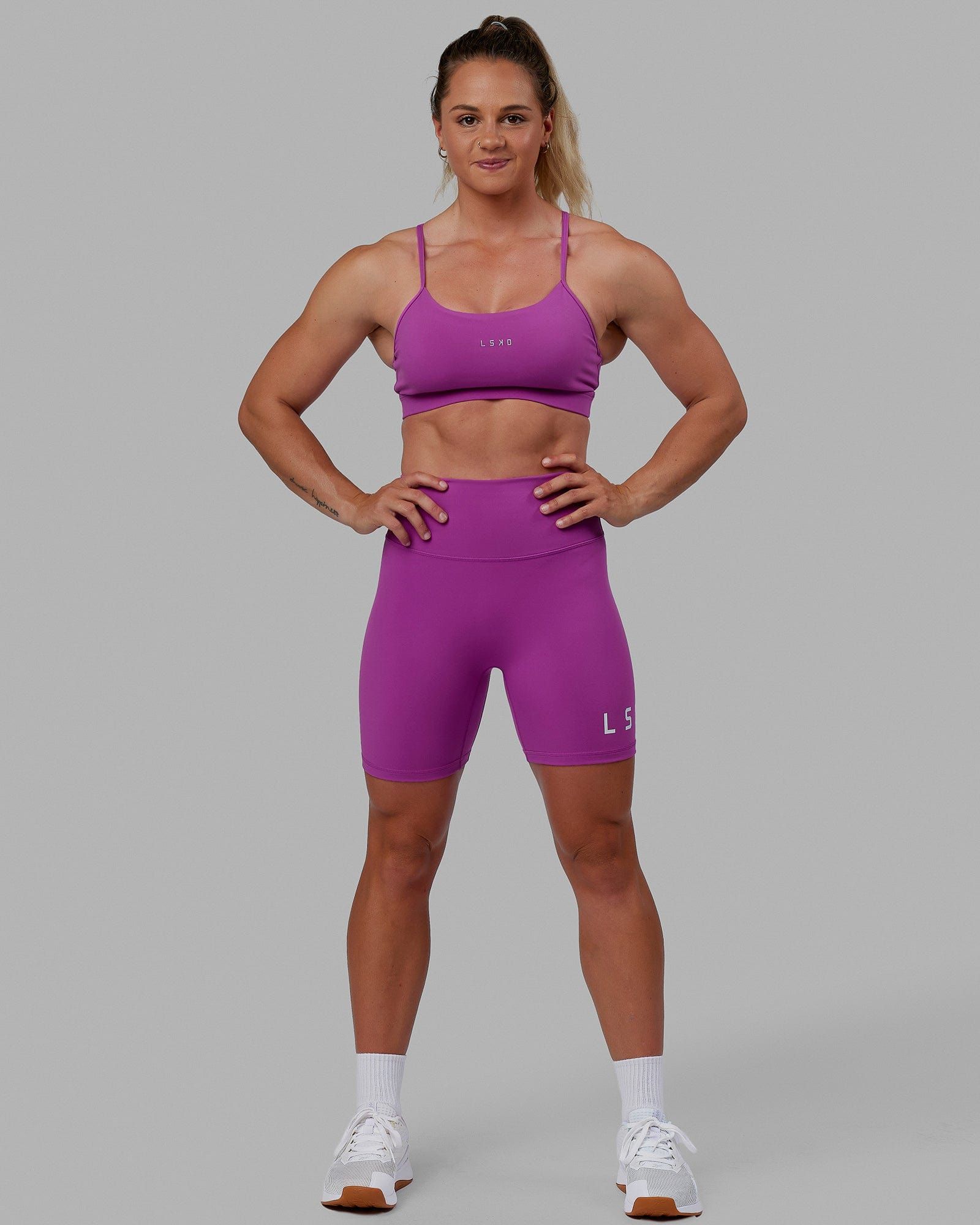 Evolved Mid Short Tights - Orchid-White sold by LSKD product image thumbnail 3