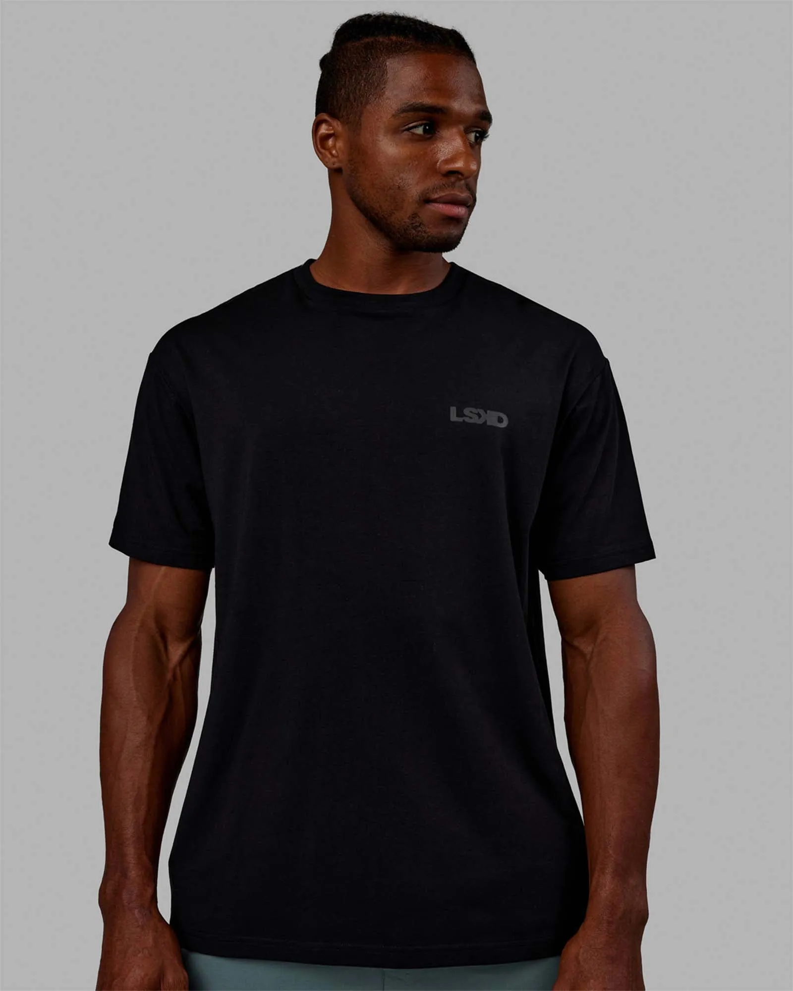 Unisex E.T.J FLXCotton Tee Oversize - Black-Black sold by LSKD product image thumbnail 3