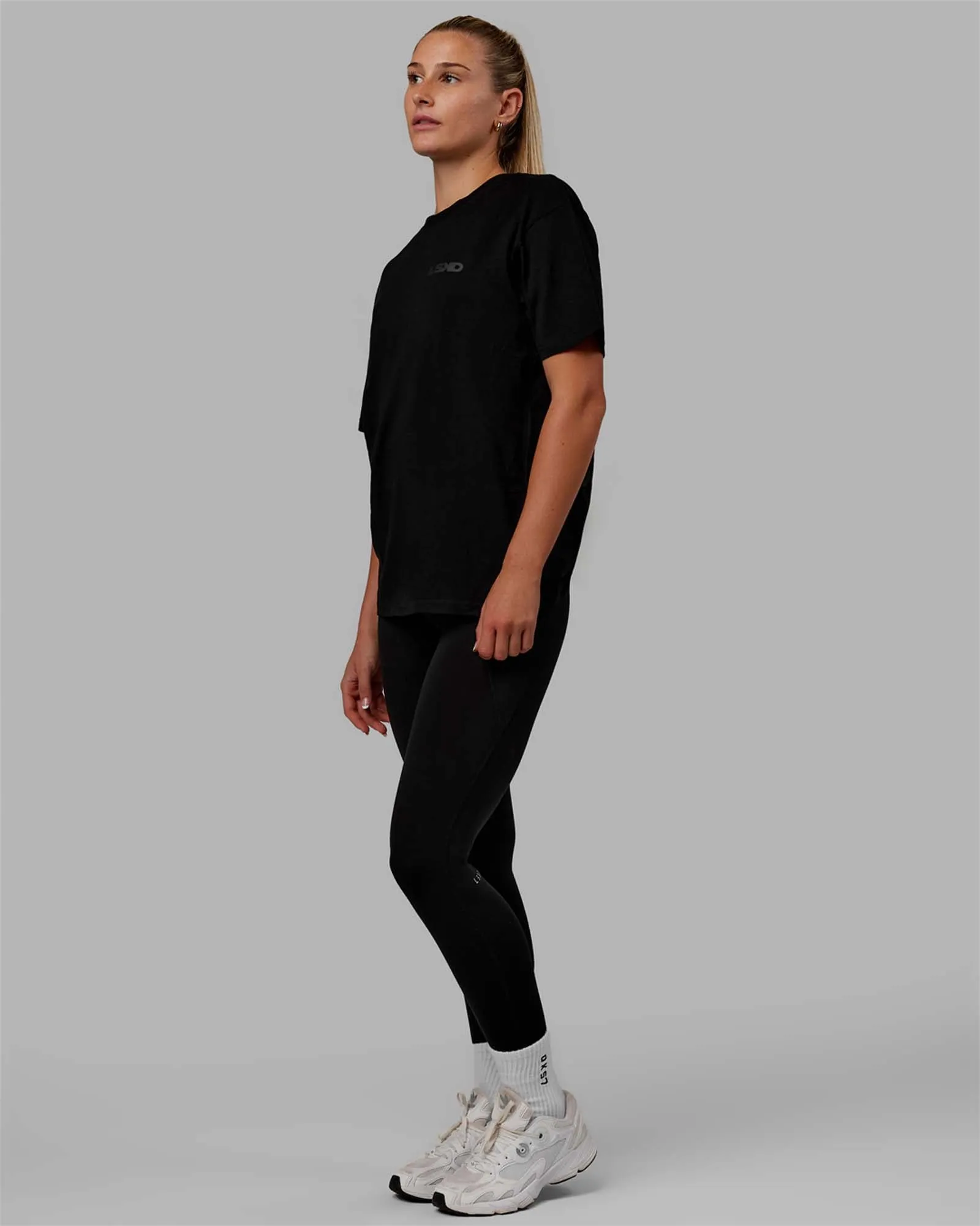 Unisex E.T.J FLXCotton Tee Oversize - Black-Black sold by LSKD product image thumbnail 4