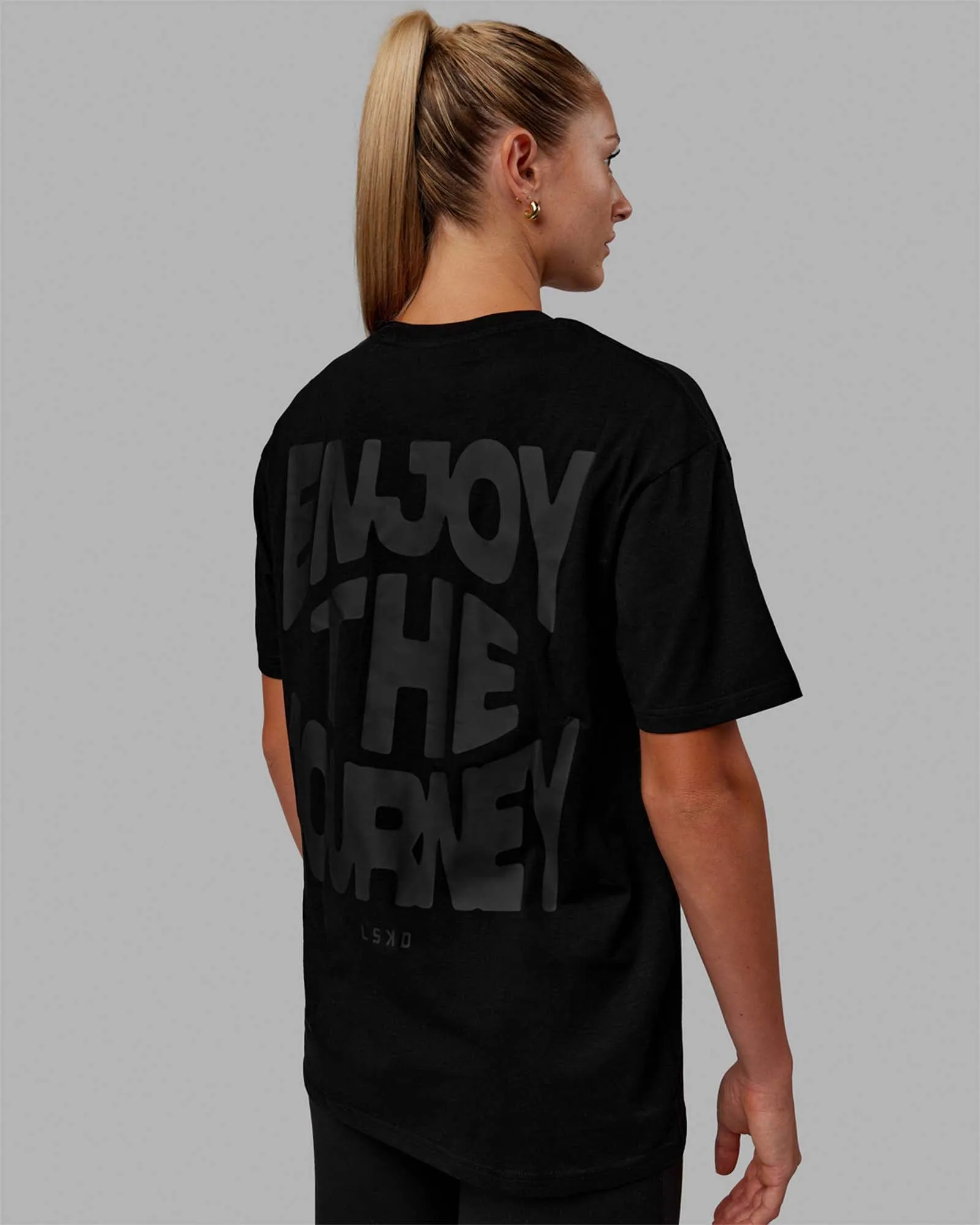 Unisex E.T.J FLXCotton Tee Oversize - Black-Black sold by LSKD product image thumbnail 2
