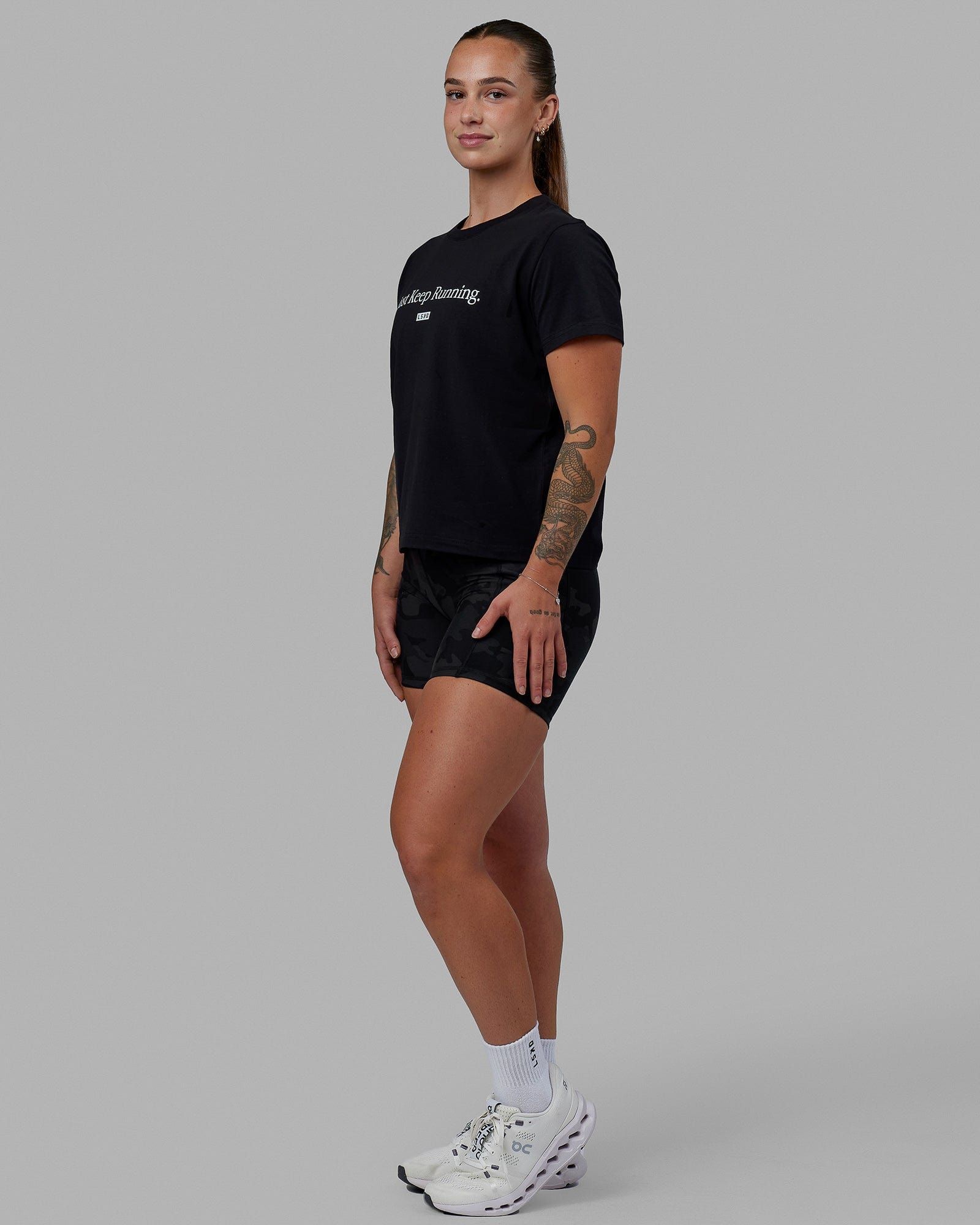 Just Keep Running FLXCotton Tee - Black-White sold by LSKD product image thumbnail 2