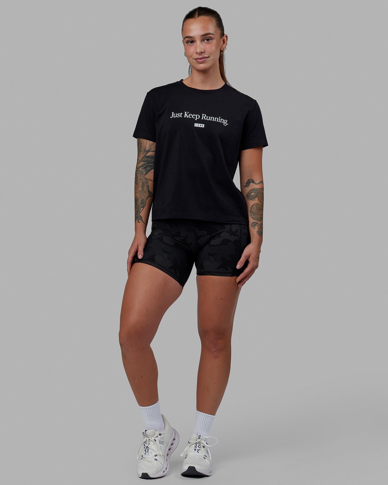 Just Keep Running FLXCotton Tee - Black-White sold by LSKD product image thumbnail 5