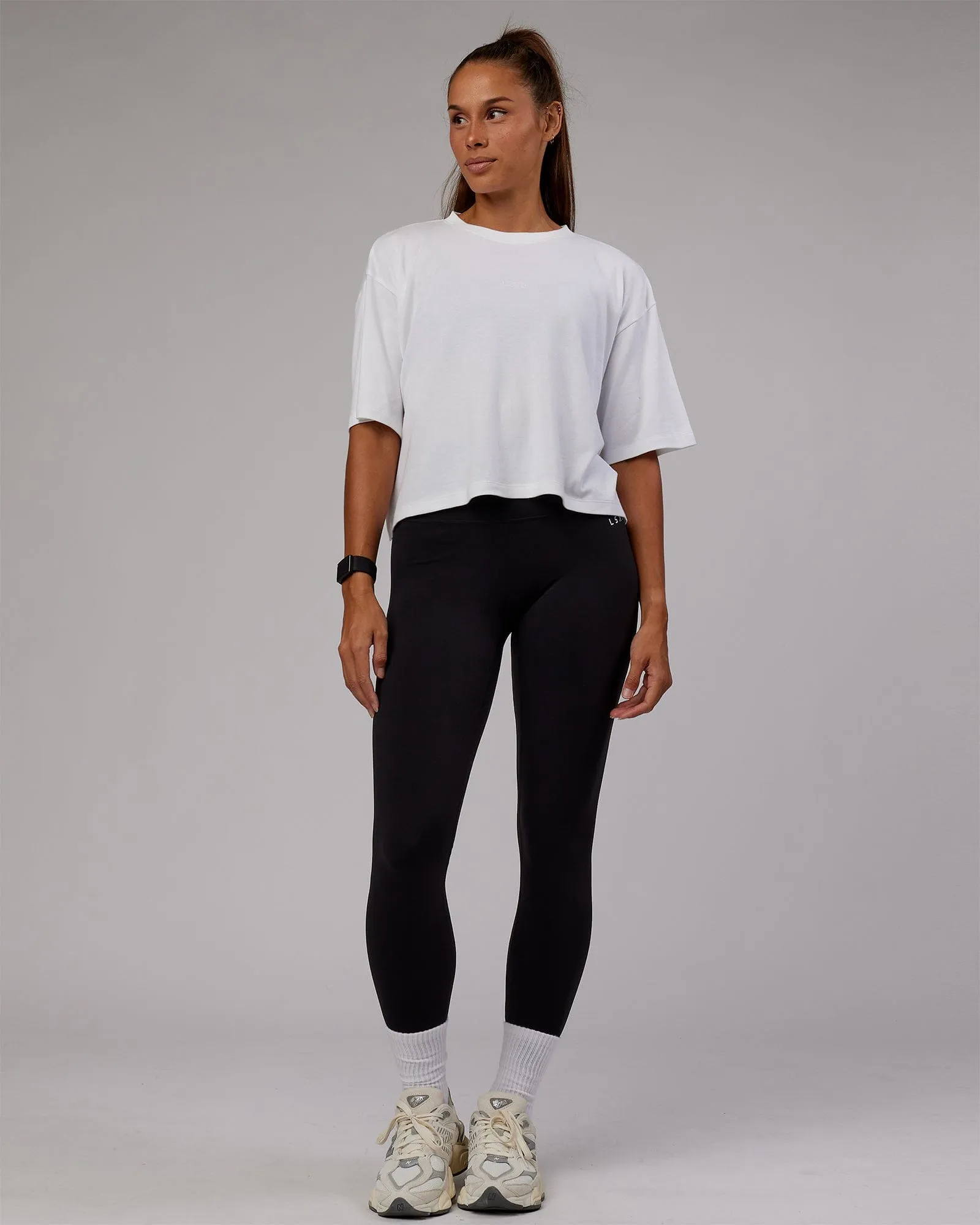 Go-To Modal Oversized Cropped Tee - White-White sold by LSKD product image thumbnail 5