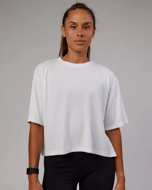 Go-To Modal Oversized Cropped Tee - White-White sold by LSKD