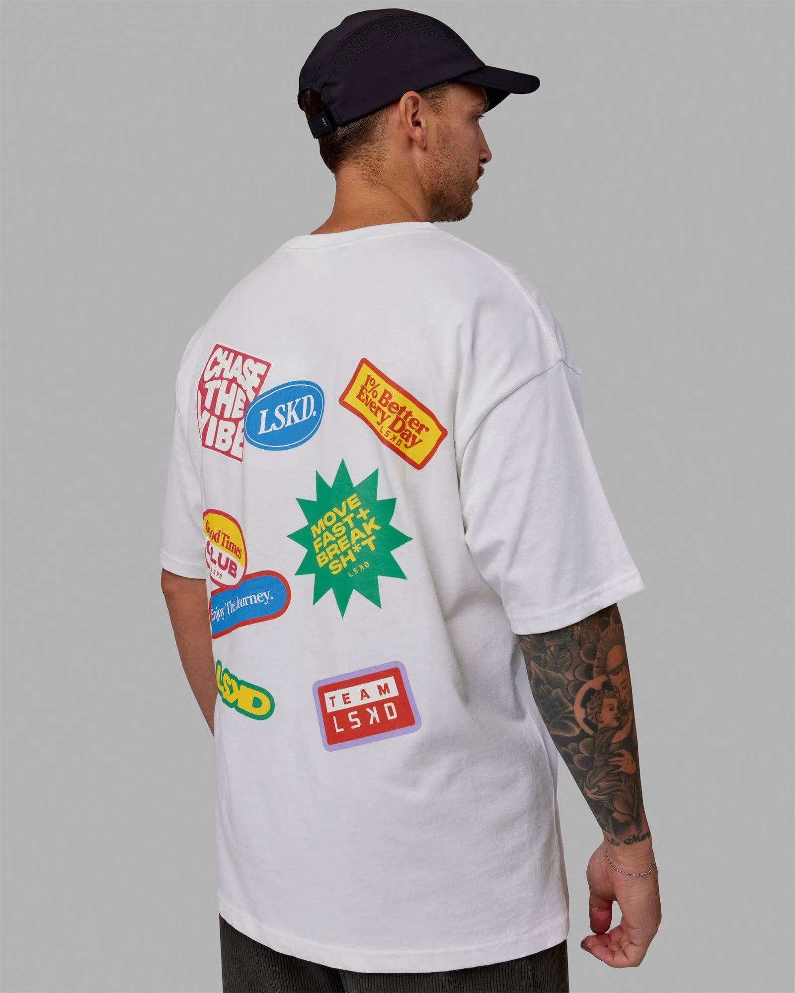Unisex Patch Heavyweight Tee Oversize - White sold by LSKD product image thumbnail 3