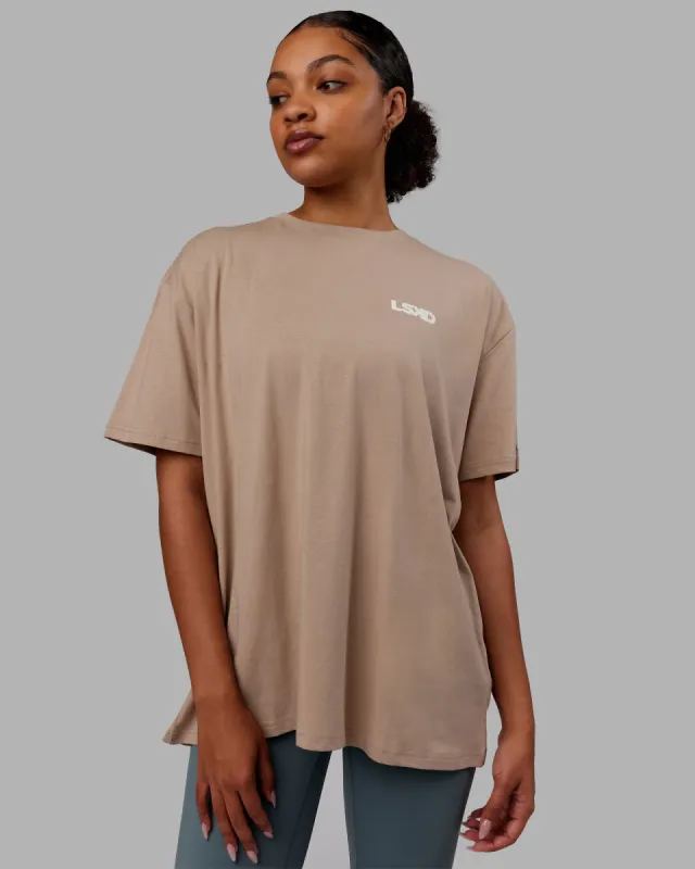 E.T.J FLXCotton Oversized Tee - Taupe-Arctic Blue sold by LSKD