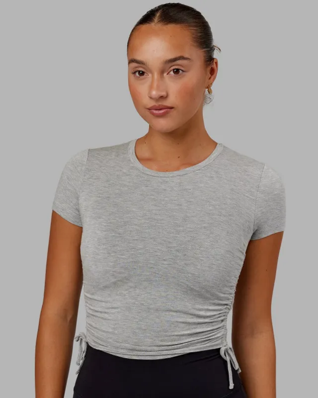 Kick On Cropped Tee - Lt Grey Marl sold by LSKD