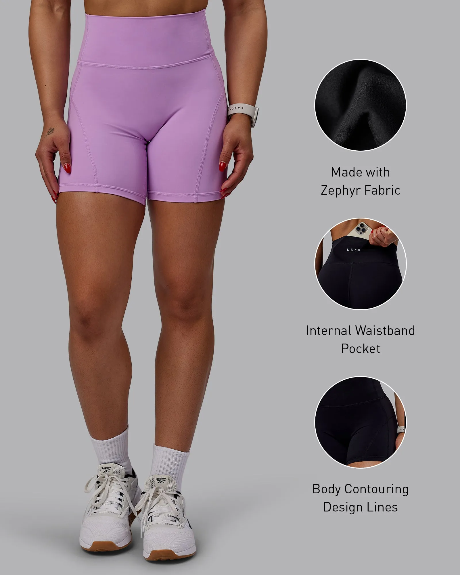 Bend Mid Short Tights - Light Violet sold by LSKD product image thumbnail 2