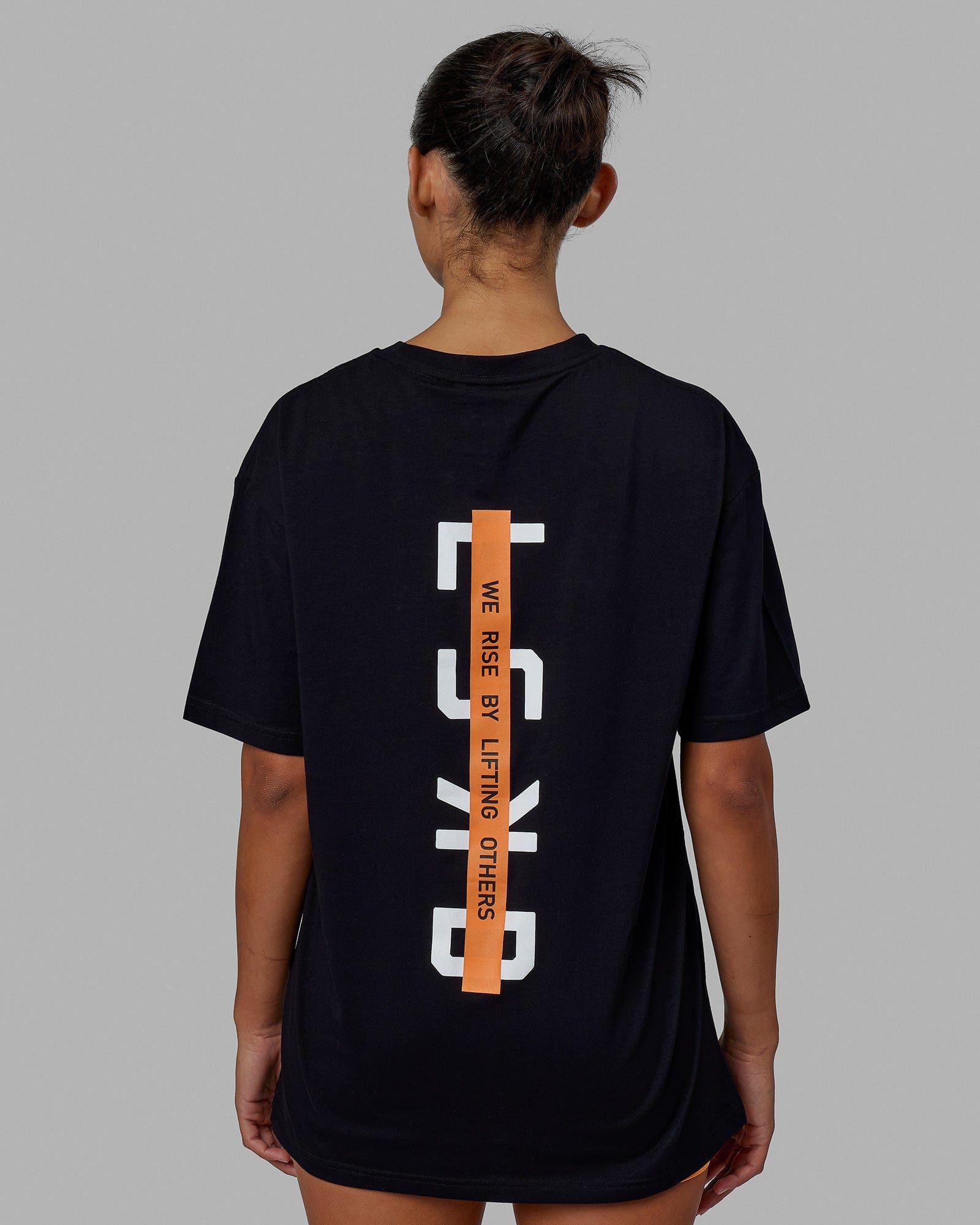 Unisex Strike Through FLXCotton Tee Oversize - Black-White sold by LSKD product image thumbnail 4