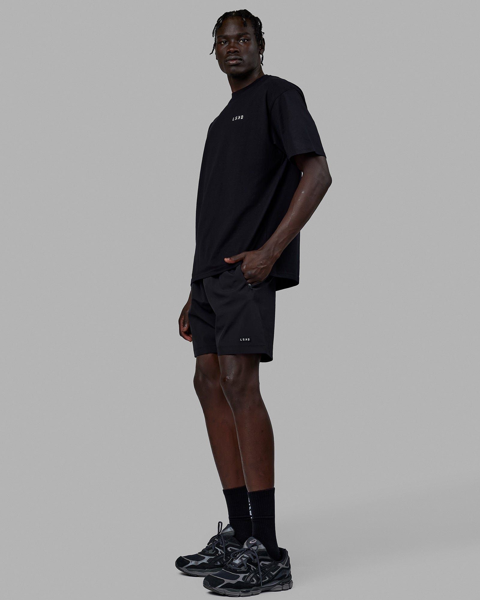 Unisex Strike Through FLXCotton Tee Oversize - Black-White sold by LSKD product image thumbnail 5