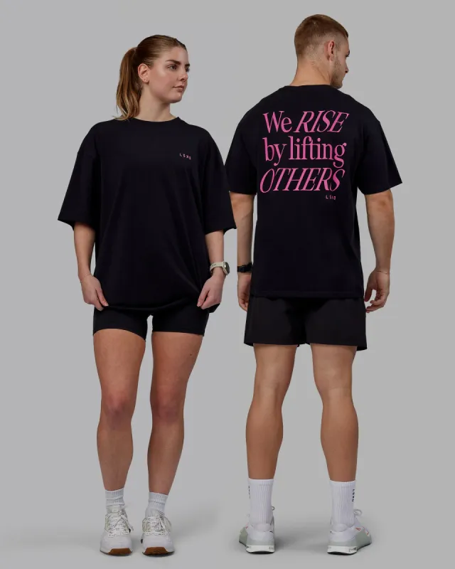 Unisex Lift-Up FLXCotton Tee Oversize - Black-Fuschia Pink sold by LSKD