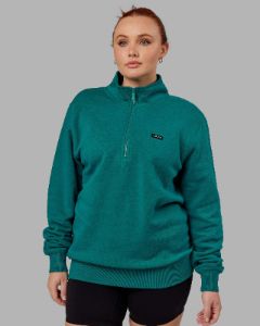 Unisex Fundamental 1/4 Zip Sweater - Deep Lake sold by LSKD