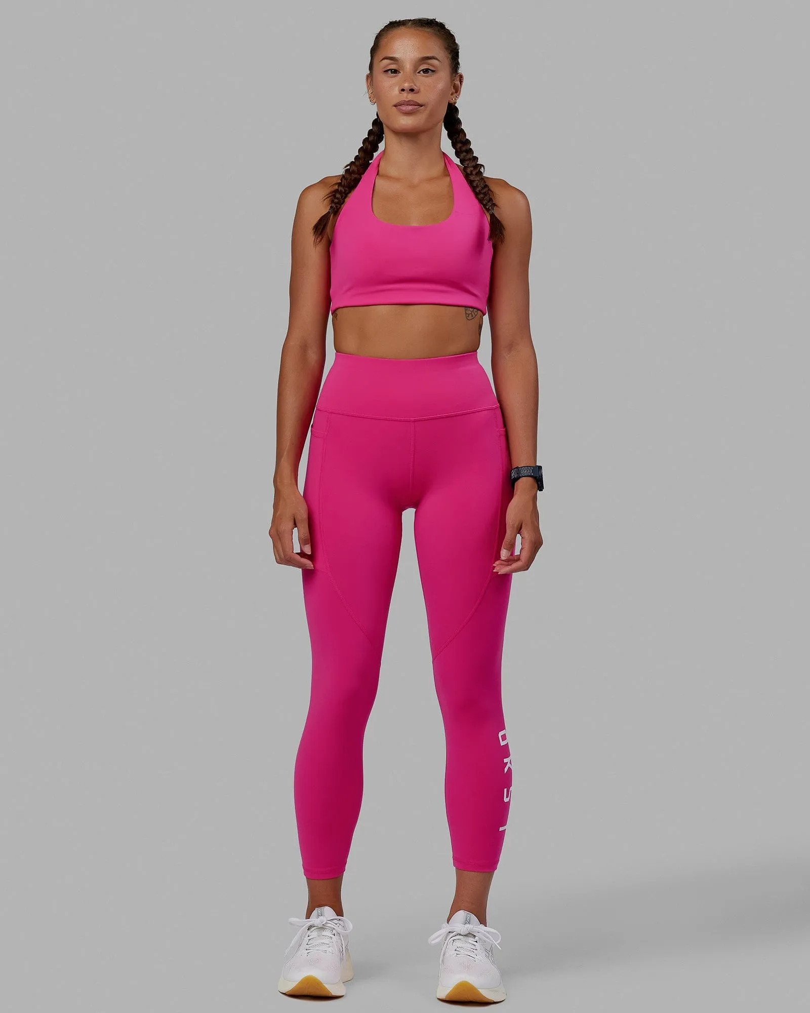 Rep 7/8 Length Tights - Ultra Pink-White sold by LSKD product image thumbnail 2
