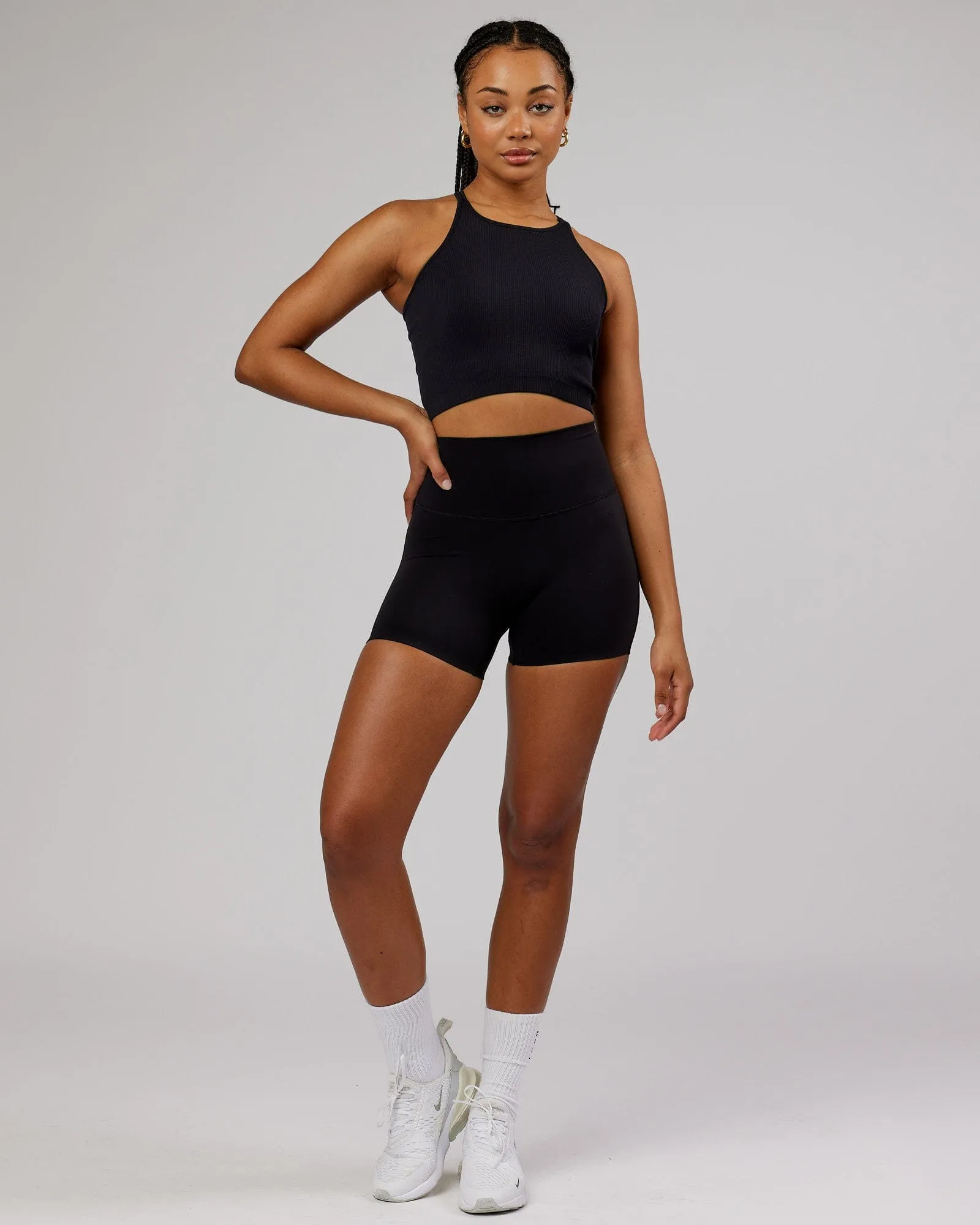 Minimal Seamless Crop Ribbed Tank - Black sold by LSKD product image thumbnail 2