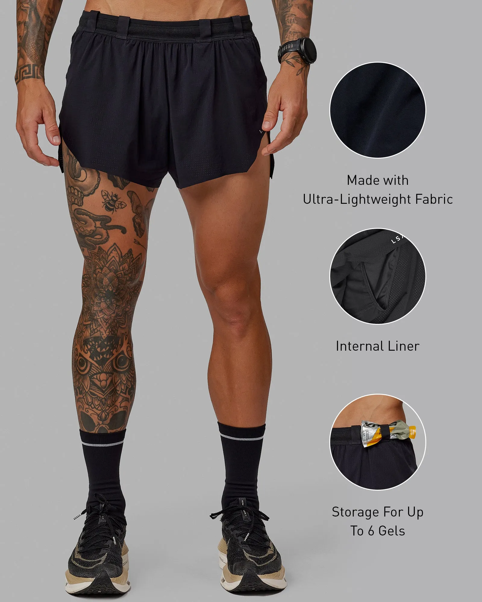 Race Day Running Short 3" - Black sold by LSKD product image thumbnail 2