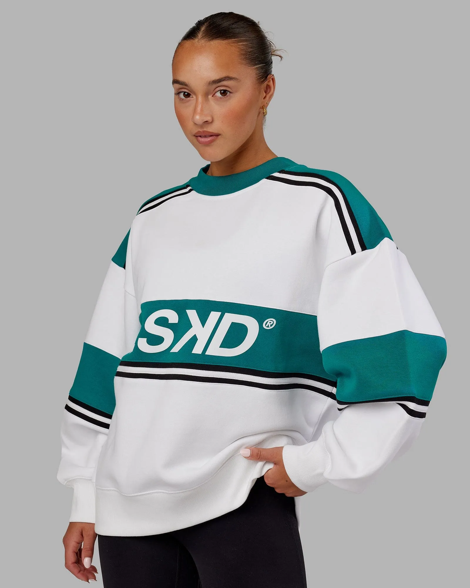 Unisex A-Team Sweater Oversize - White-Deep Lake sold by LSKD product image thumbnail 2