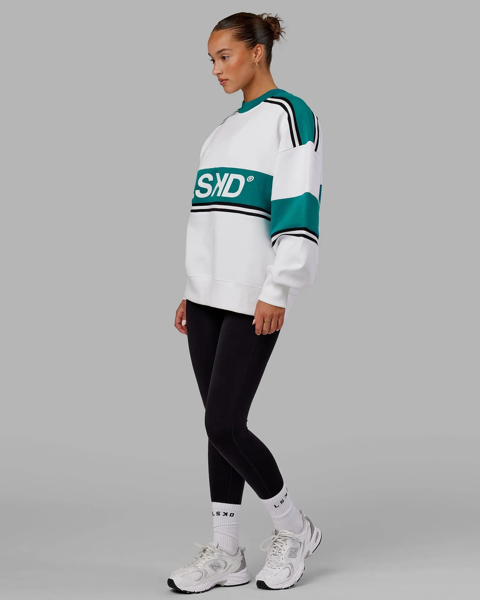 Unisex A-Team Sweater Oversize - White-Deep Lake sold by LSKD product image thumbnail 5