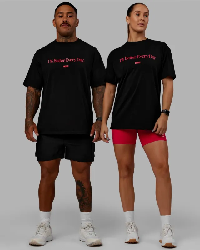 Unisex 1% Better FLXCotton Tee Oversize - Black-Scarlet sold by LSKD