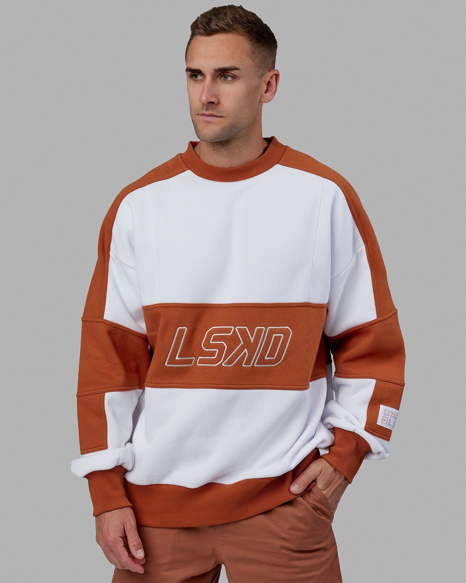 Unisex Slam Sweater Oversize - White-Orange sold by LSKD product image thumbnail 2