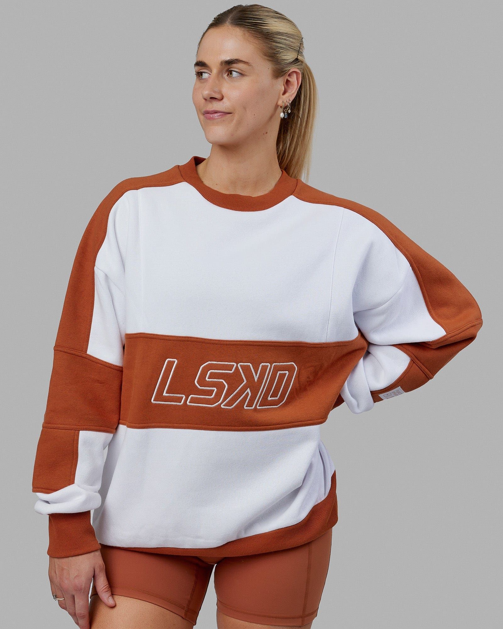 Unisex Slam Sweater Oversize - White-Orange sold by LSKD product image thumbnail 5