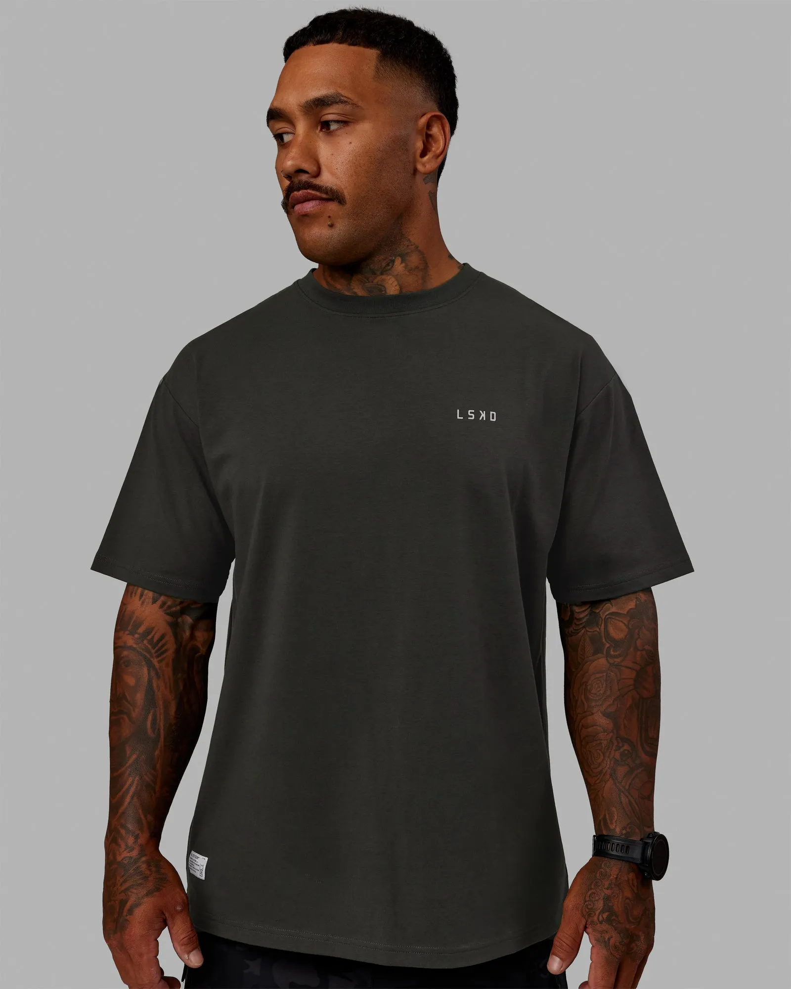 Unisex VS6 FLXCotton Tee Oversize - Pirate Black-Circular Grey sold by LSKD product image thumbnail 4