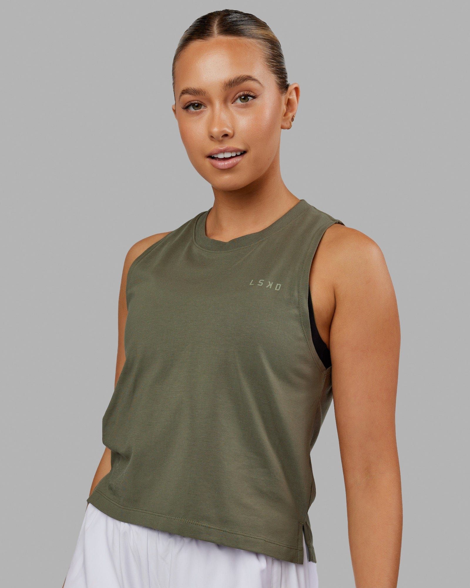 Deluxe PimaFLX Tank - Olive Fade sold by LSKD