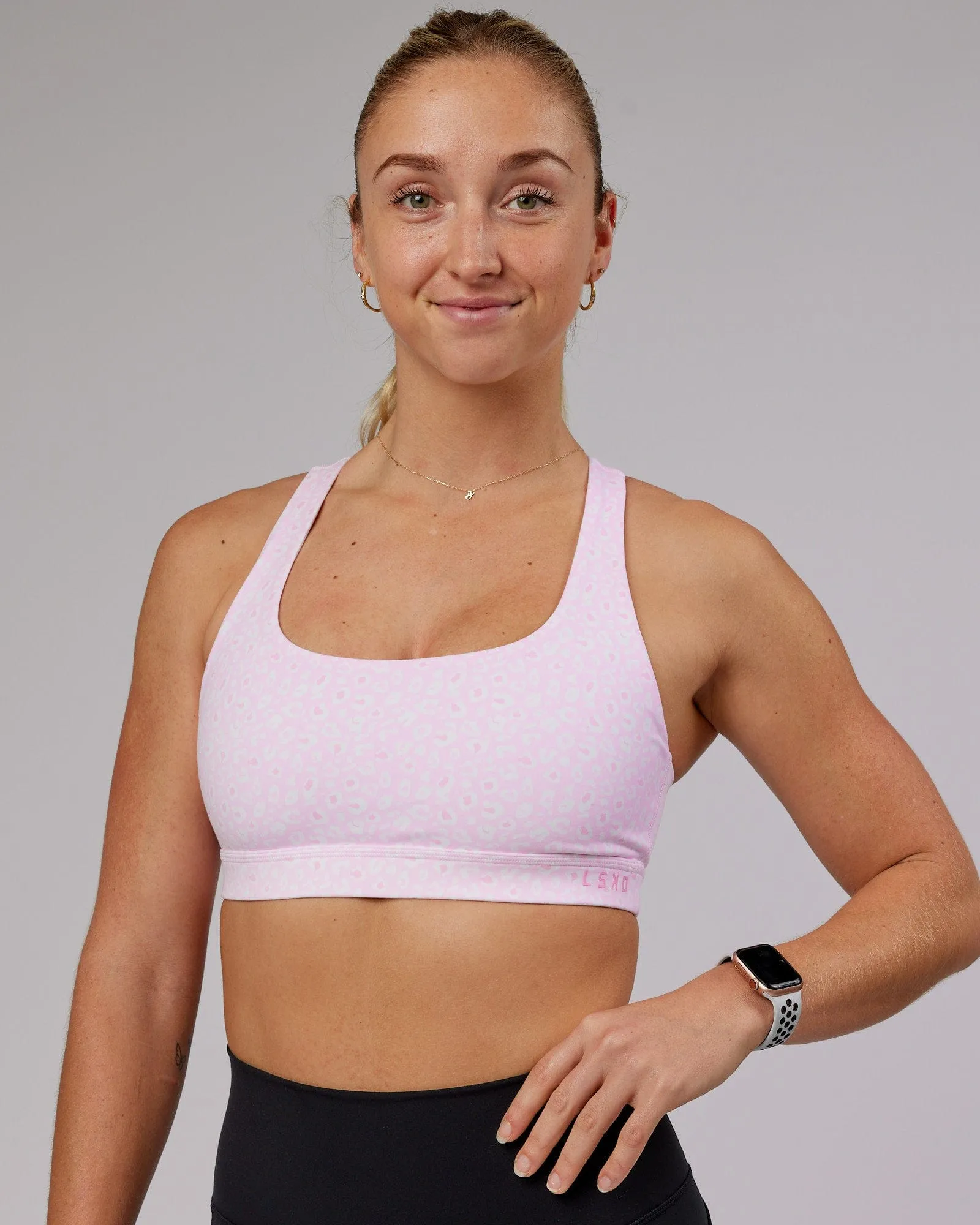 Base Sports Bra - Blush Leopard sold by LSKD