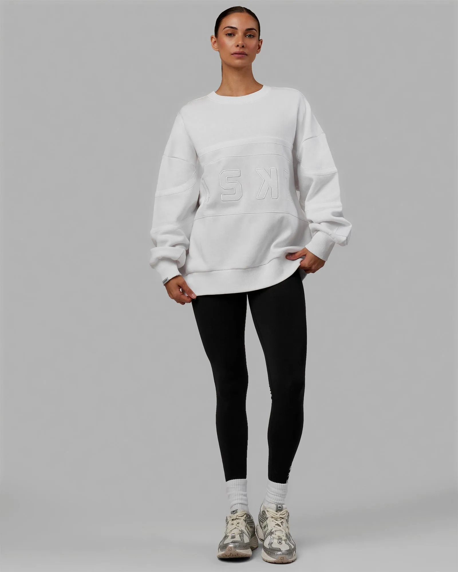 Unisex PrimeTime Sweater Oversize - White-White sold by LSKD product image thumbnail 5