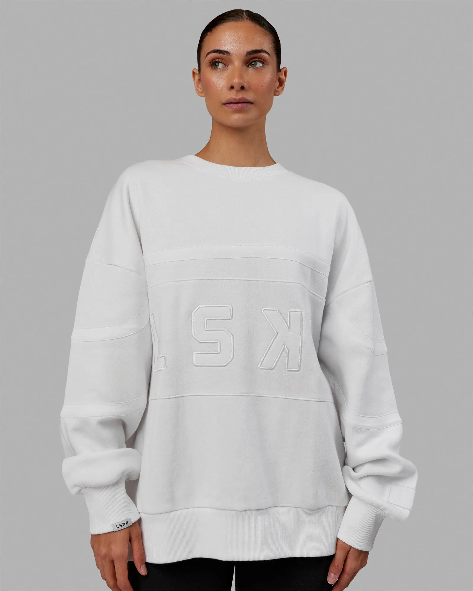Unisex PrimeTime Sweater Oversize - White-White sold by LSKD product image thumbnail 3