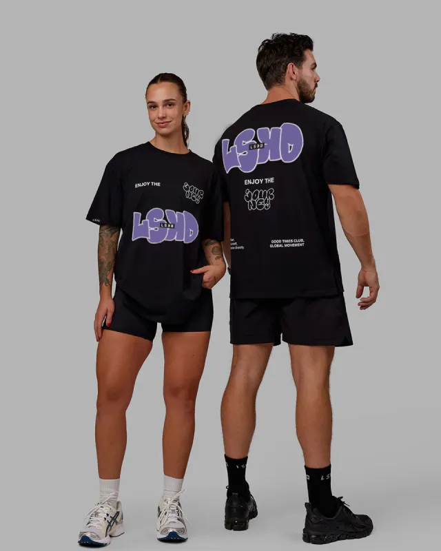 Unisex Journey FLXCotton Tee Oversize - Black-Dahlia Purple sold by LSKD