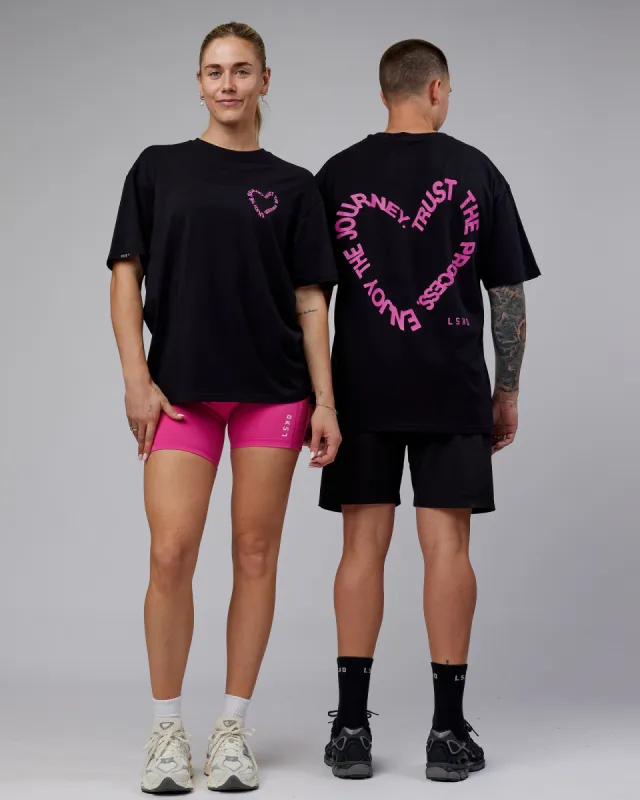 Unisex Love The Process FLXCotton Tee Oversize - Black-Fuchsia Pink sold by LSKD