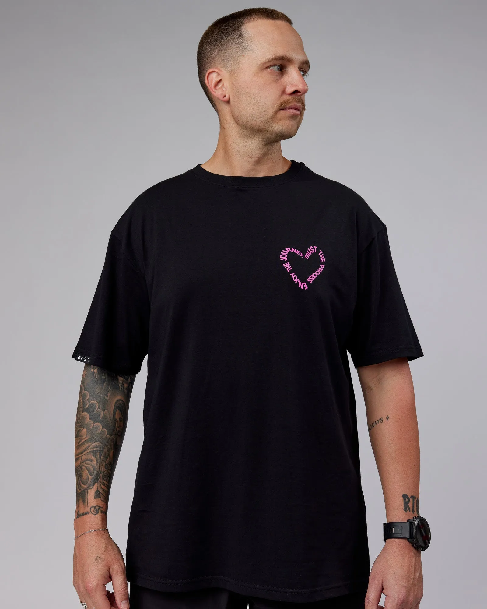 Unisex Love The Process FLXCotton Tee Oversize - Black-Fuchsia Pink sold by LSKD product image thumbnail 3