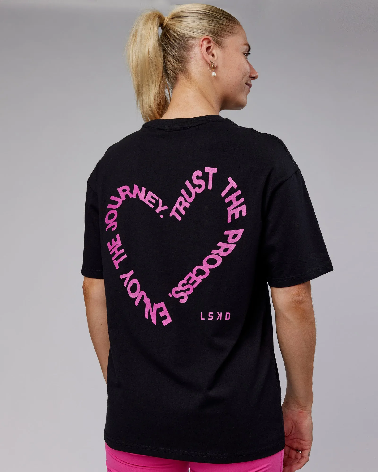 Unisex Love The Process FLXCotton Tee Oversize - Black-Fuchsia Pink sold by LSKD product image thumbnail 2