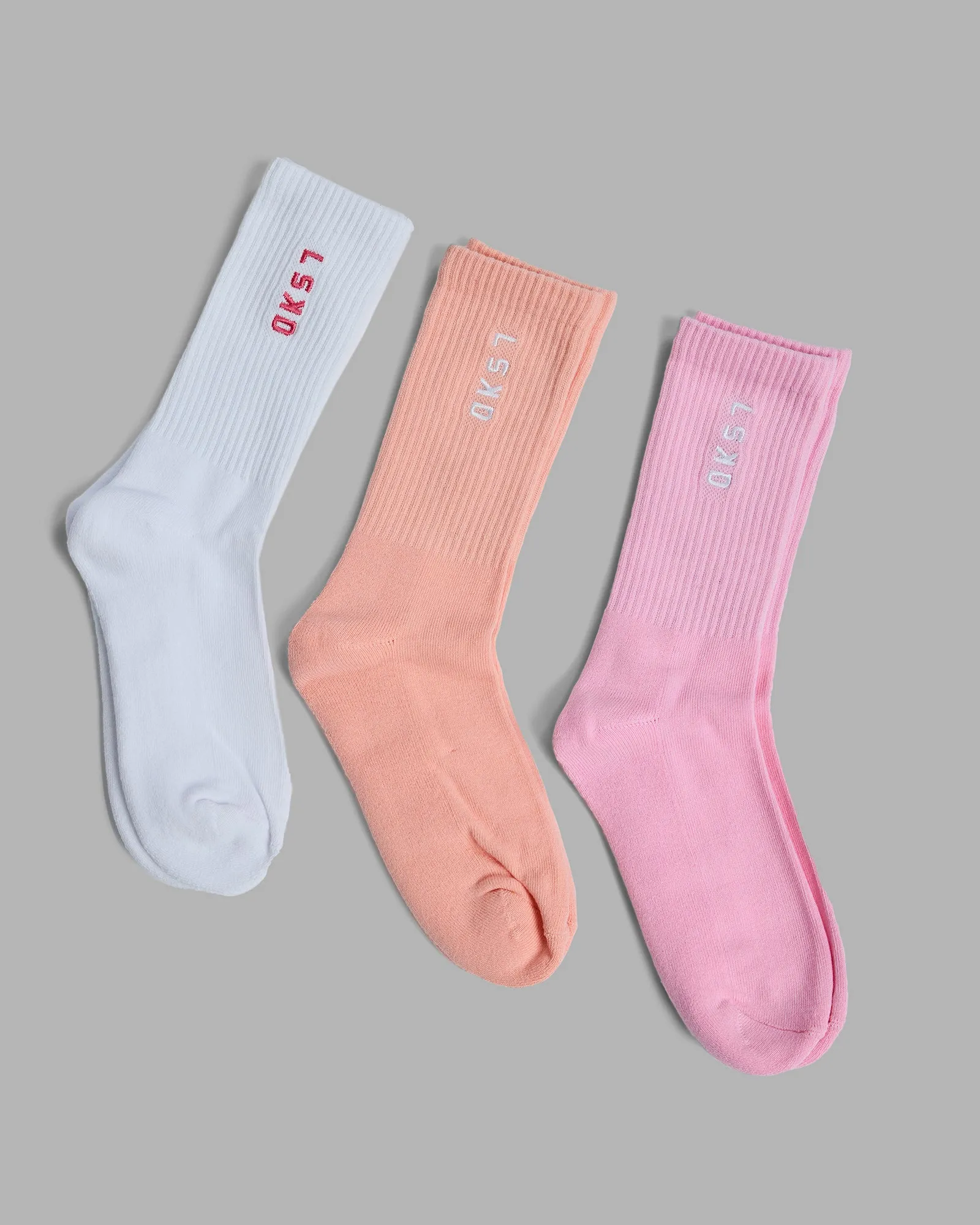 Signal Crew Socks 3 Pack - Bubblegum-White-Murex Shell sold by LSKD product image thumbnail 2