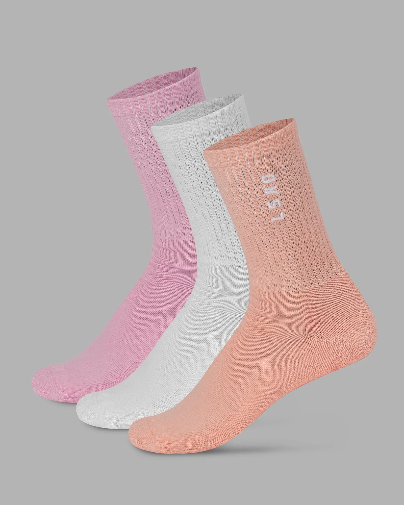 Signal Crew Socks 3 Pack - Bubblegum-White-Murex Shell sold by LSKD