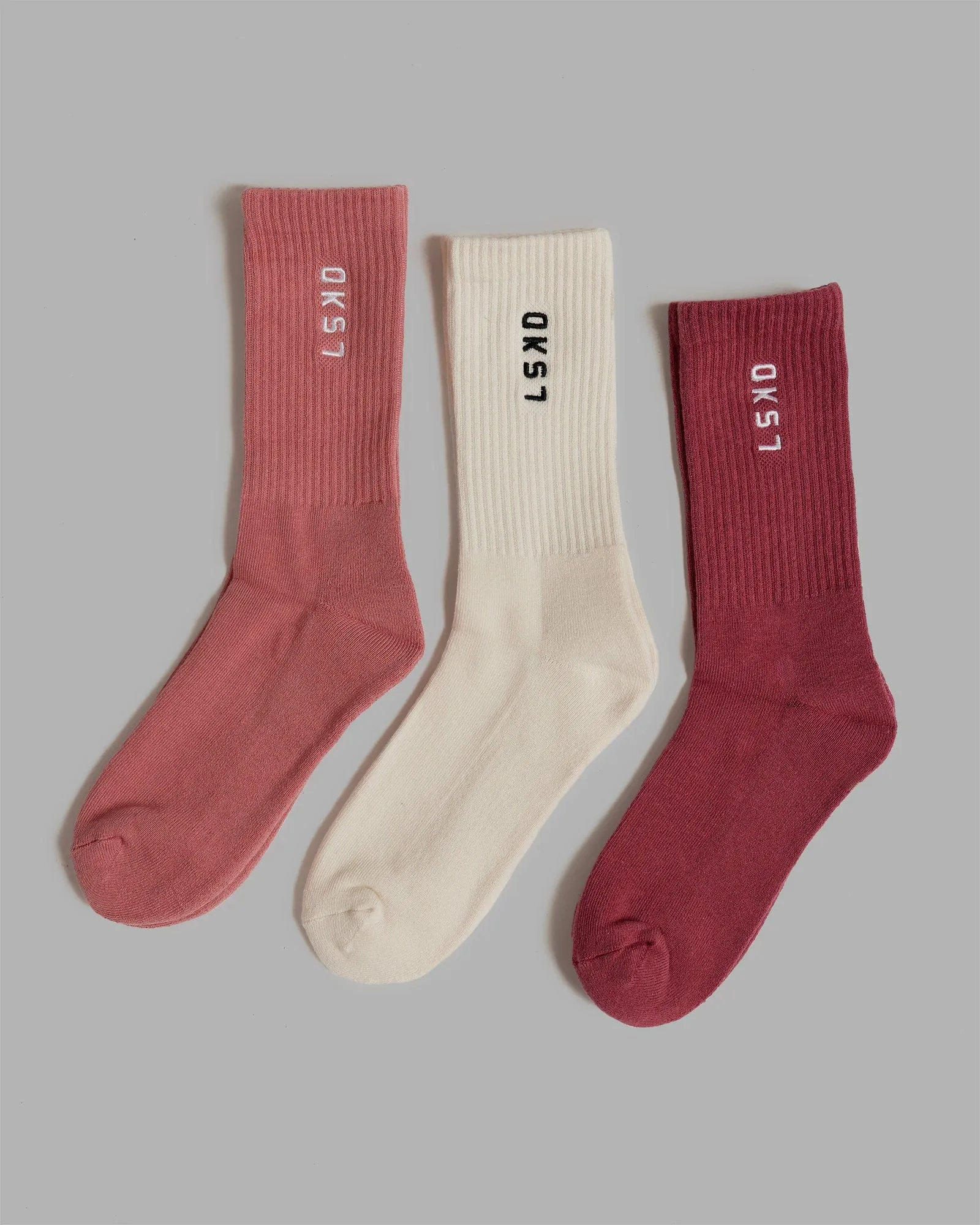 Signal Crew Socks 3 Pack - Old Rose-Dry Rose-Off White sold by LSKD product image thumbnail 5