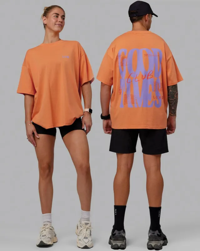 Unisex Good Times Club 2.0 Heavyweight Tee Oversize - Geranium-Purple sold by LSKD