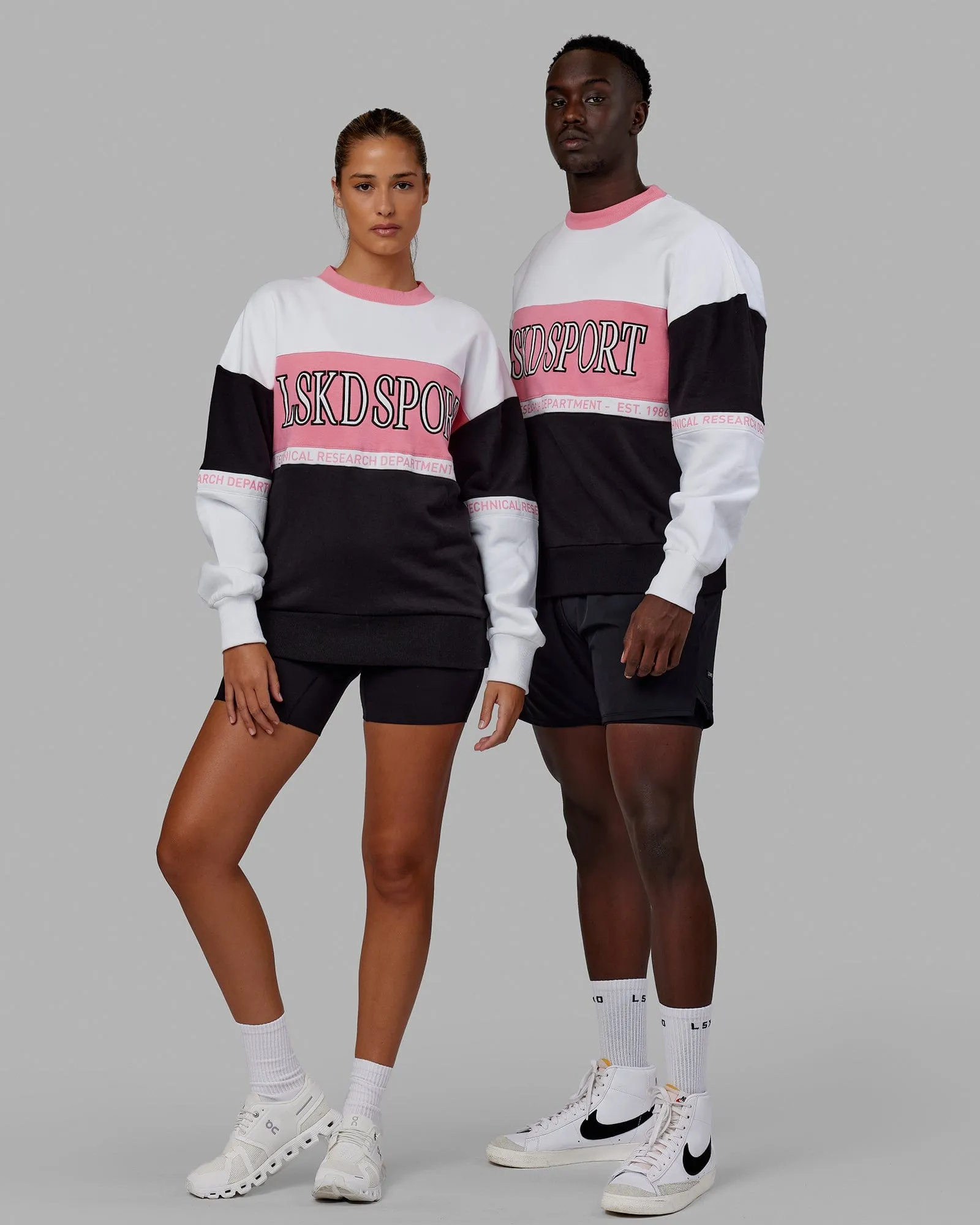 Unisex Sportif Sweater Oversize - Black-Peony Pink sold by LSKD