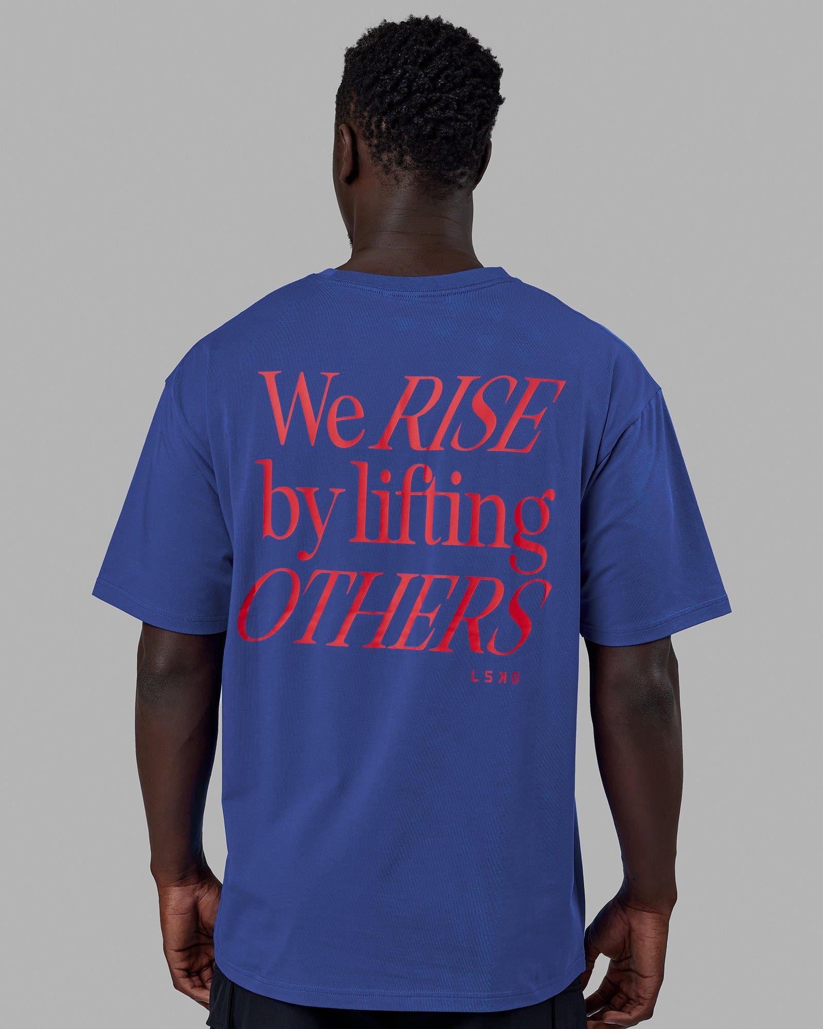 Unisex Lift-Up FLXCotton Tee Oversize - Power Cobalt-Red sold by LSKD product image thumbnail 5