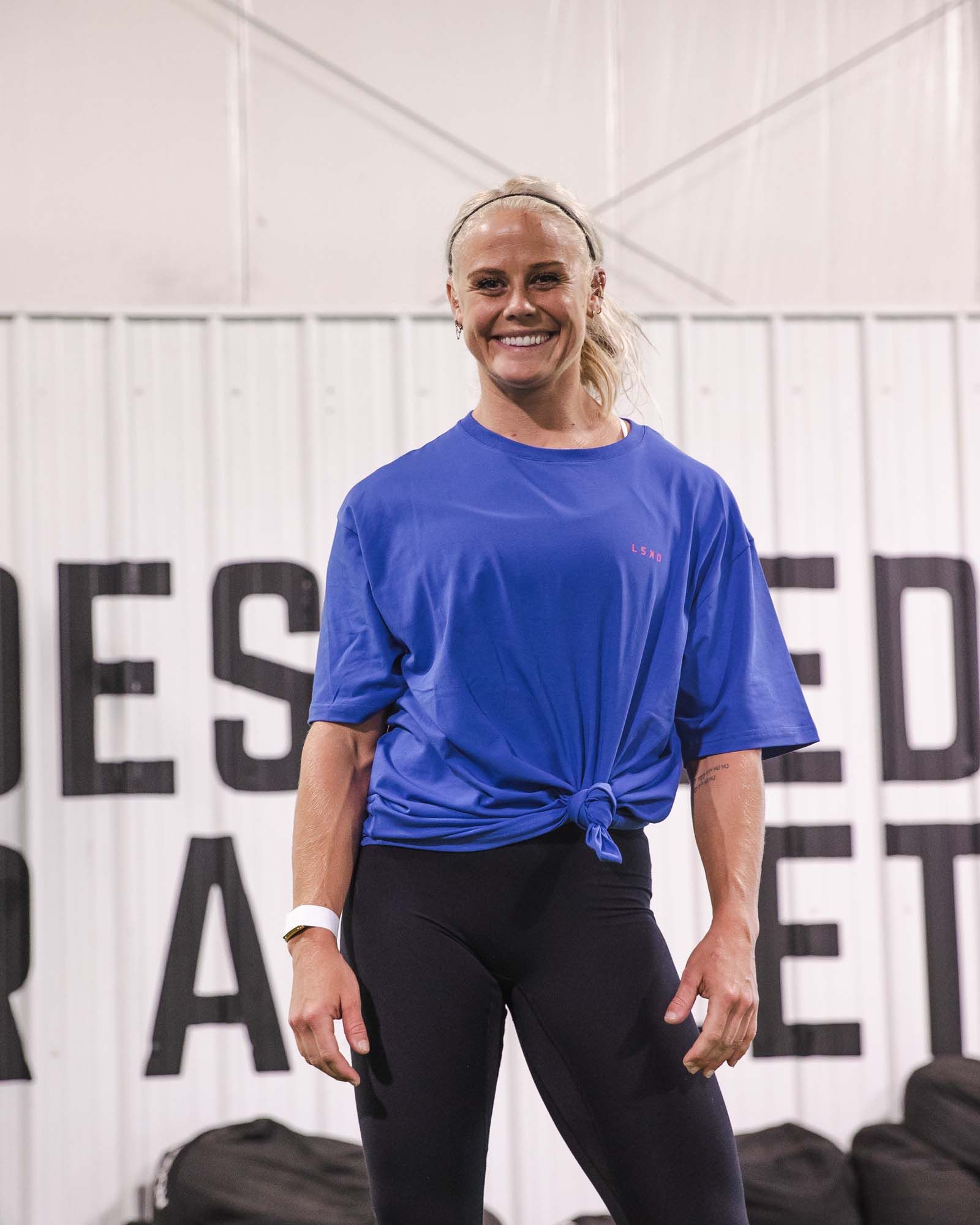 Unisex Lift-Up FLXCotton Tee Oversize - Power Cobalt-Red sold by LSKD product image thumbnail 2