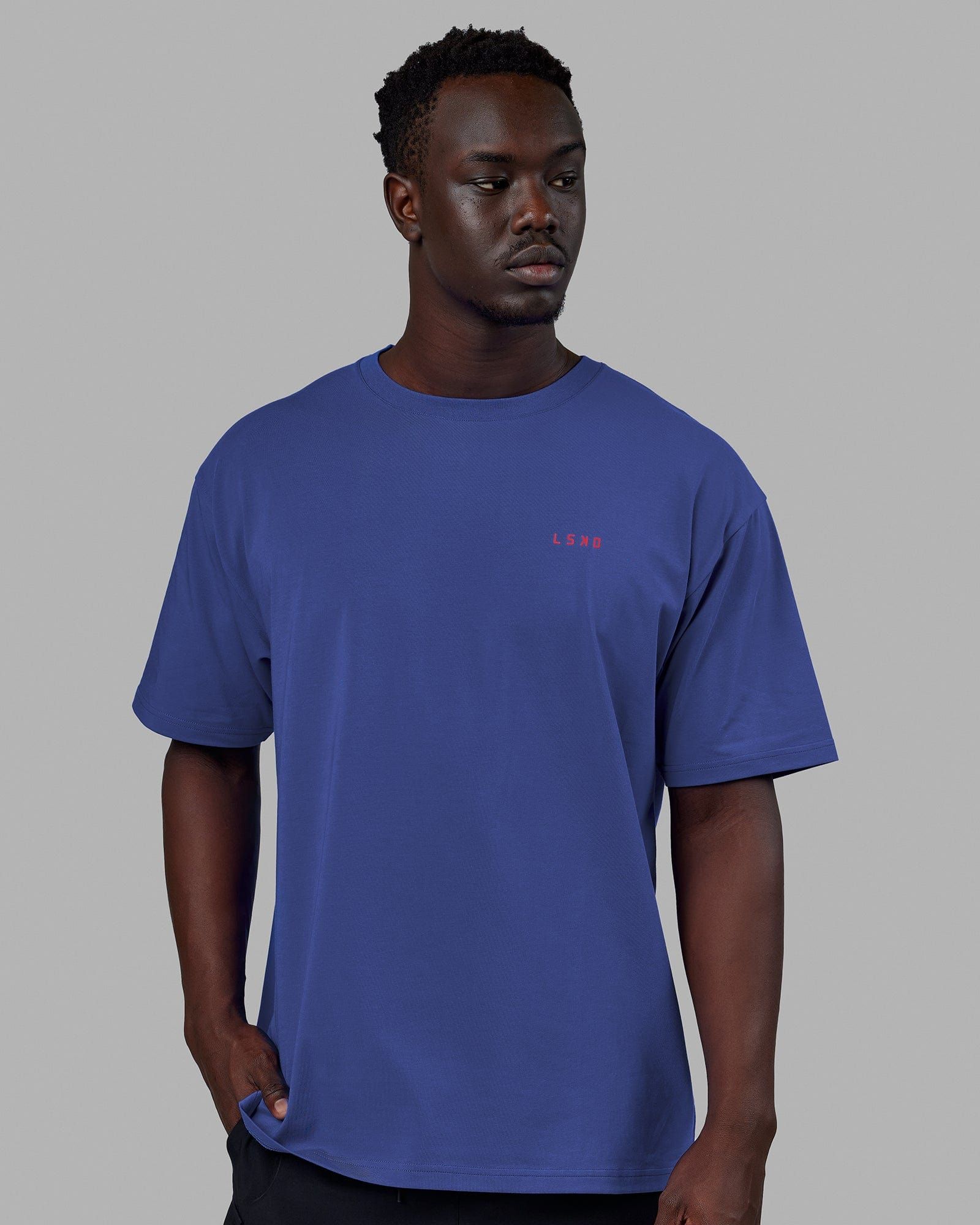 Unisex Lift-Up FLXCotton Tee Oversize - Power Cobalt-Red sold by LSKD product image thumbnail 3