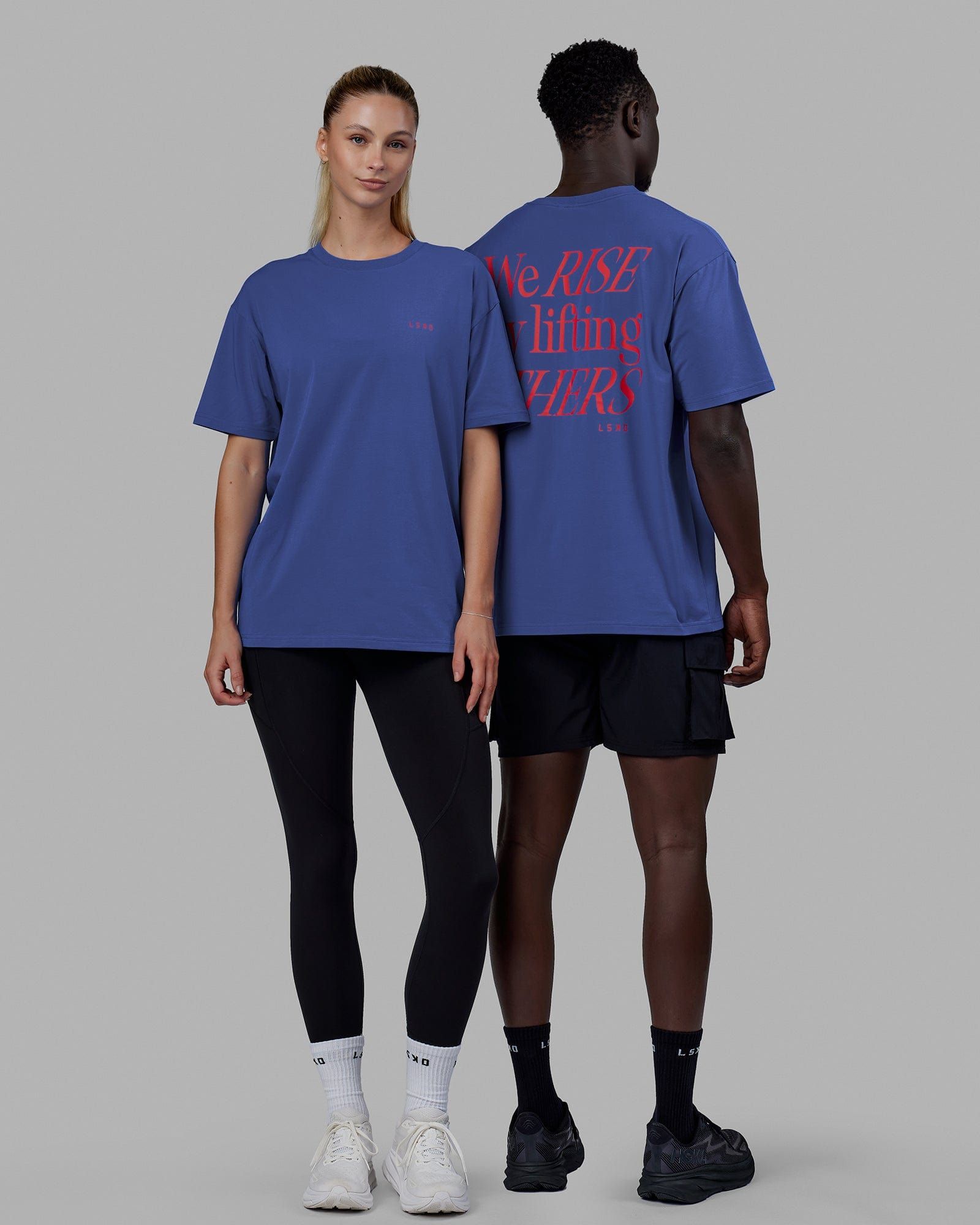 Unisex Lift-Up FLXCotton Tee Oversize - Power Cobalt-Red sold by LSKD