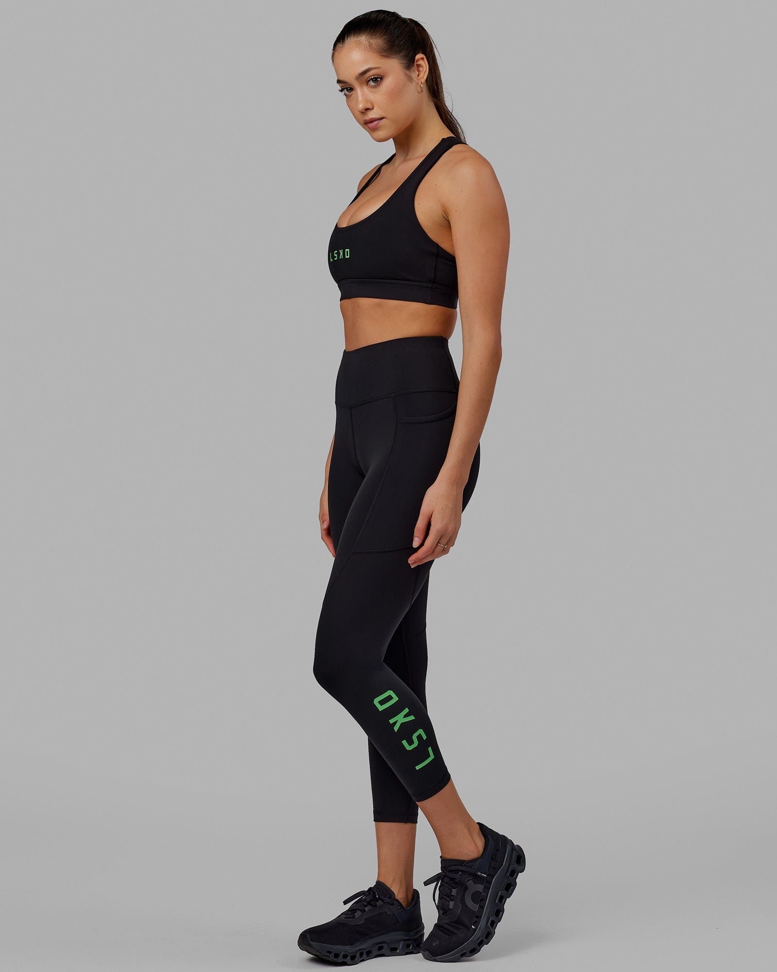 Rep 7/8 Length Tights - Black-Apple Mint sold by LSKD product image thumbnail 2